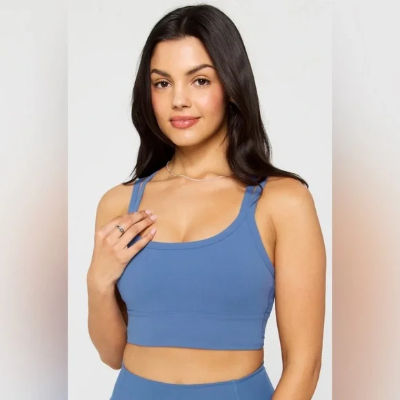 NWT Fabletics Principal Longline Medium Impact Sports Bra In Classic Indigo Sz M - Picture 3 of 11